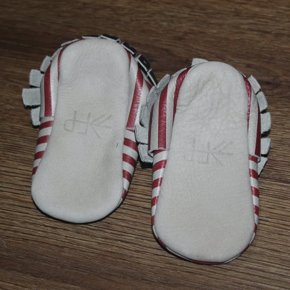 Baby Boys Girls Freshly Picked Born in the USA Stars Stripes Leather Moccasins 3